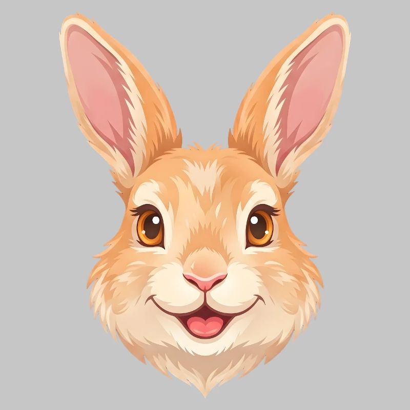 Cute Happy Cartoon Bunny Rabbit Face