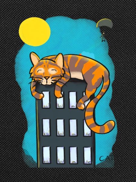 Cat over skyscrapers