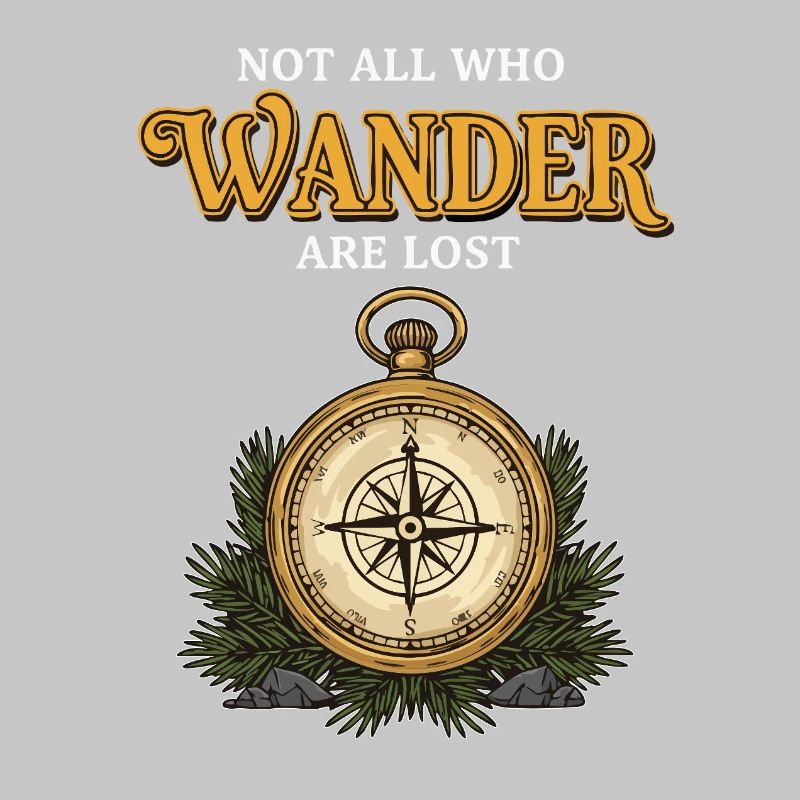 Camping Compass Humor Quote Wander Lost