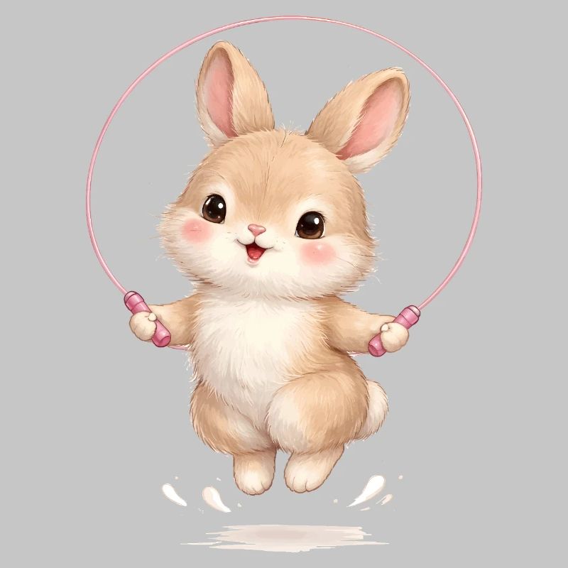 Cute bunny jumping rope