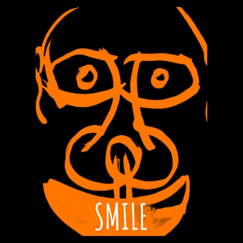 Orange Laughing Face Abstract Smile Art
