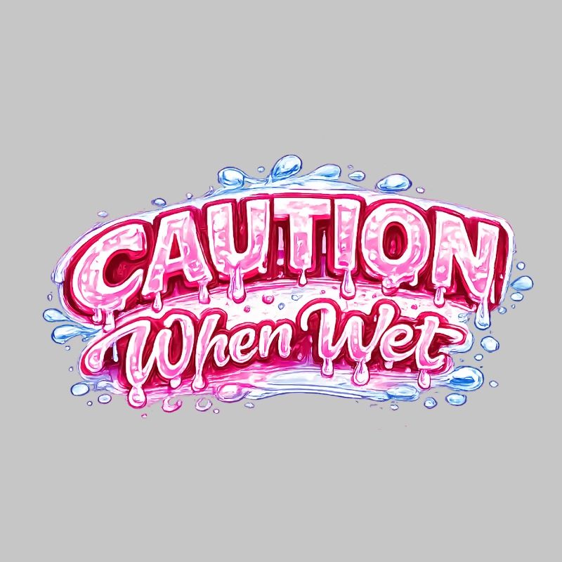 Caution When Wet Funny Flirty Statement Tee pun sp