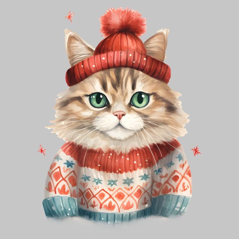 Winterkatze im Strickpullover
