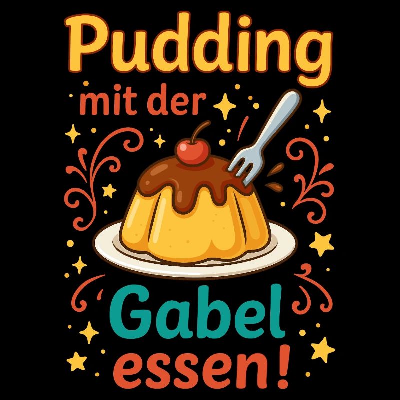 Pudding mit der Gabel Essen 