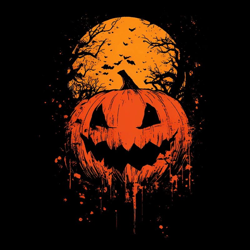Halloween Citrouille & Lune de Sang – Design effrayant