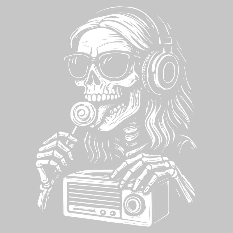DJ squelette avec un casque