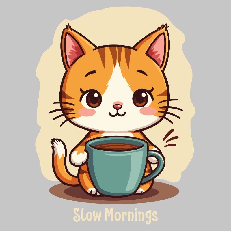 Langsame Morgenkatze mit Kaffee