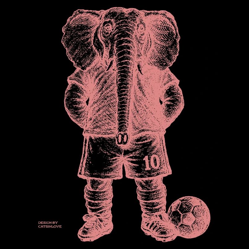 Elephant with soccer ball for bright shirts