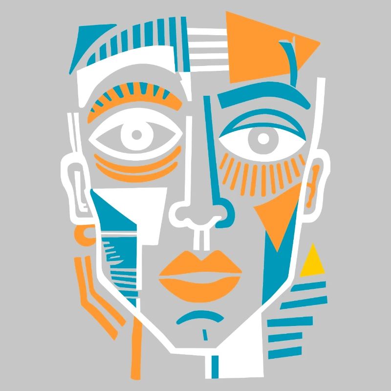 Visage cubiste coloré