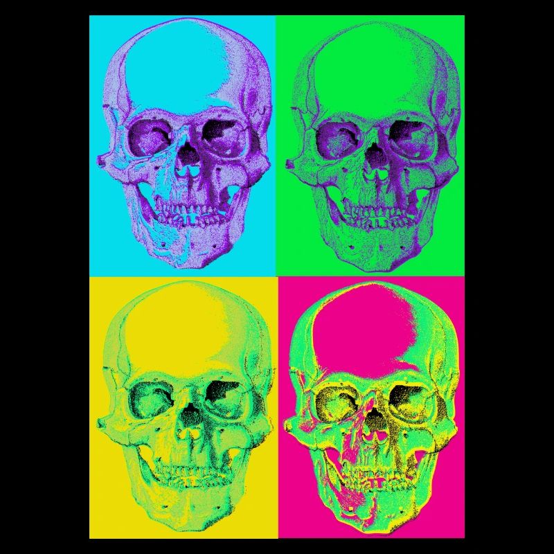 Pop-Art-Vierfarbige Totenkopf