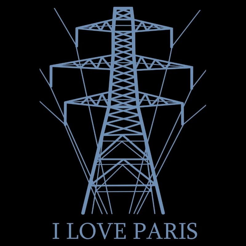 Ironisch Ich liebe Paris Eiffelturm als Strommast