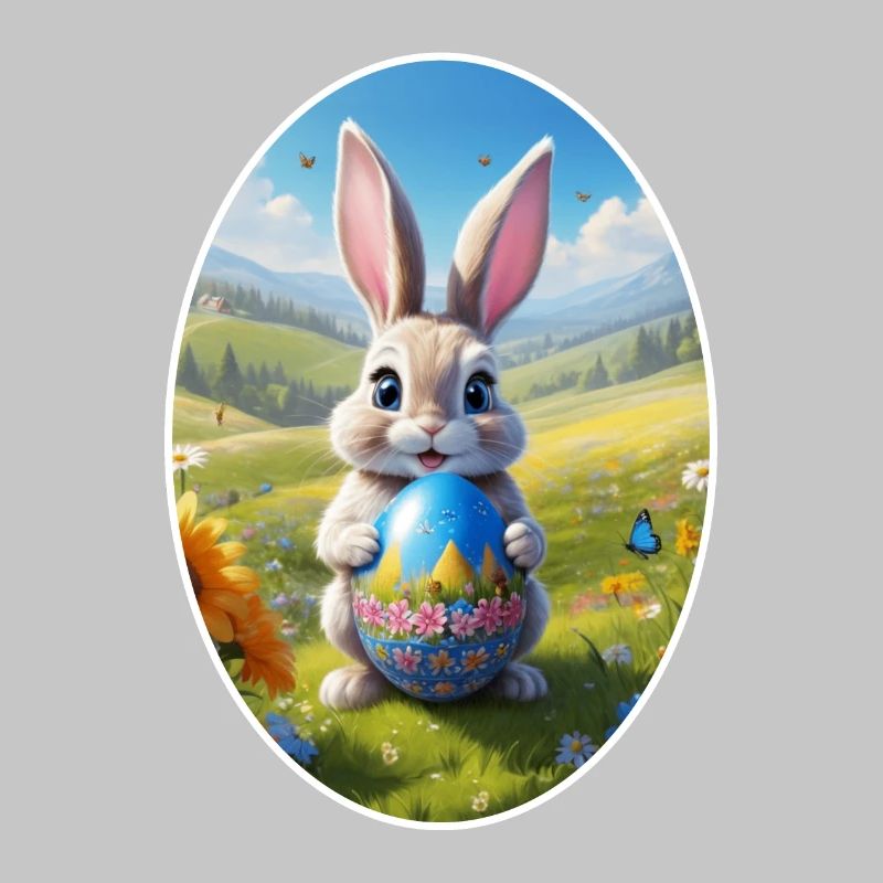Easter Bunny with Egg, Oval