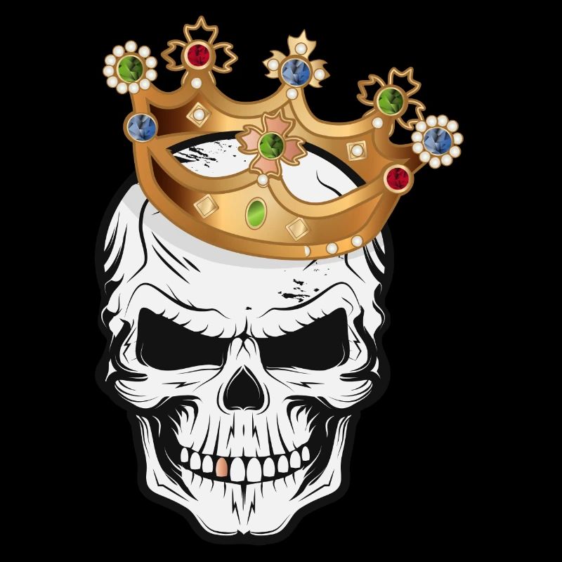 Schädel,Skull,Totenkopf mit Krone und Goldzahn