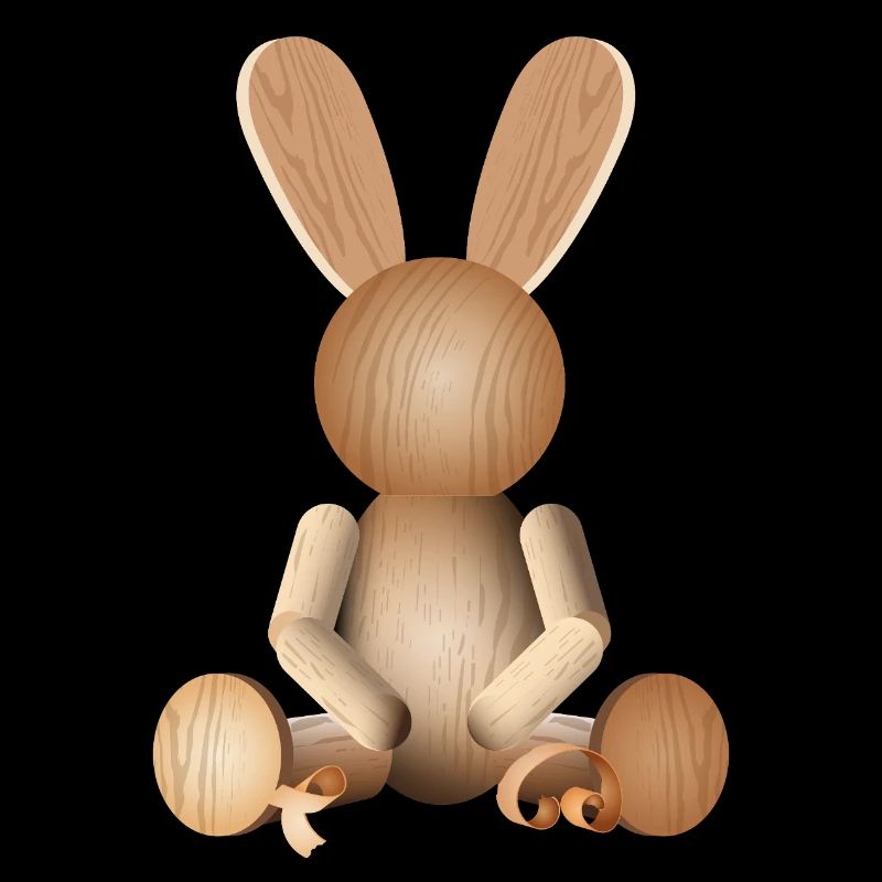 Illustrative Holzoptik – Charmante Hasenfigur