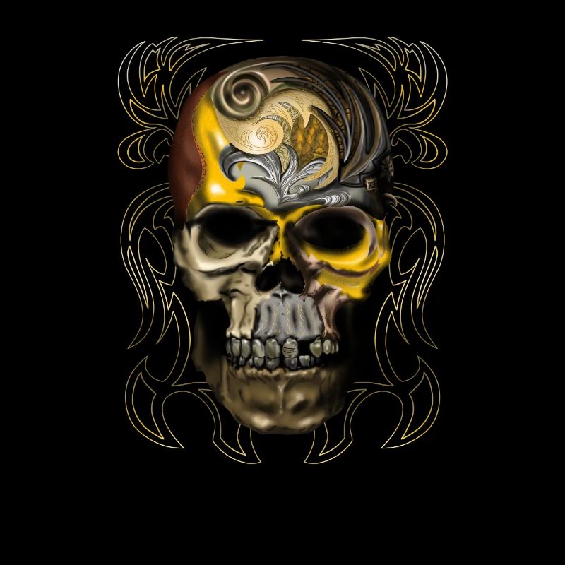 Ornement de crâne doré