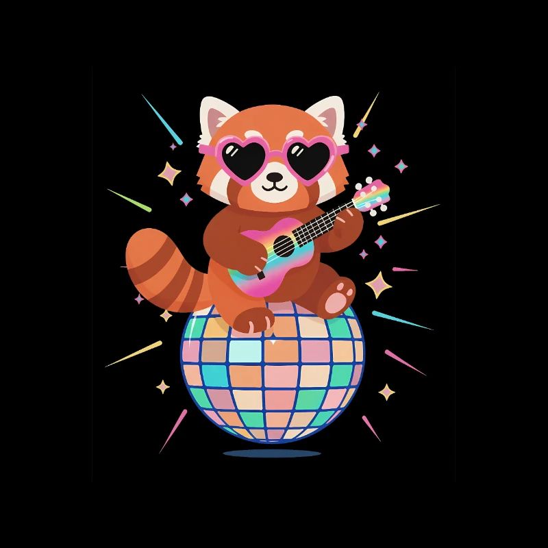 Red Panda Disco Ball 80s Retro Funny