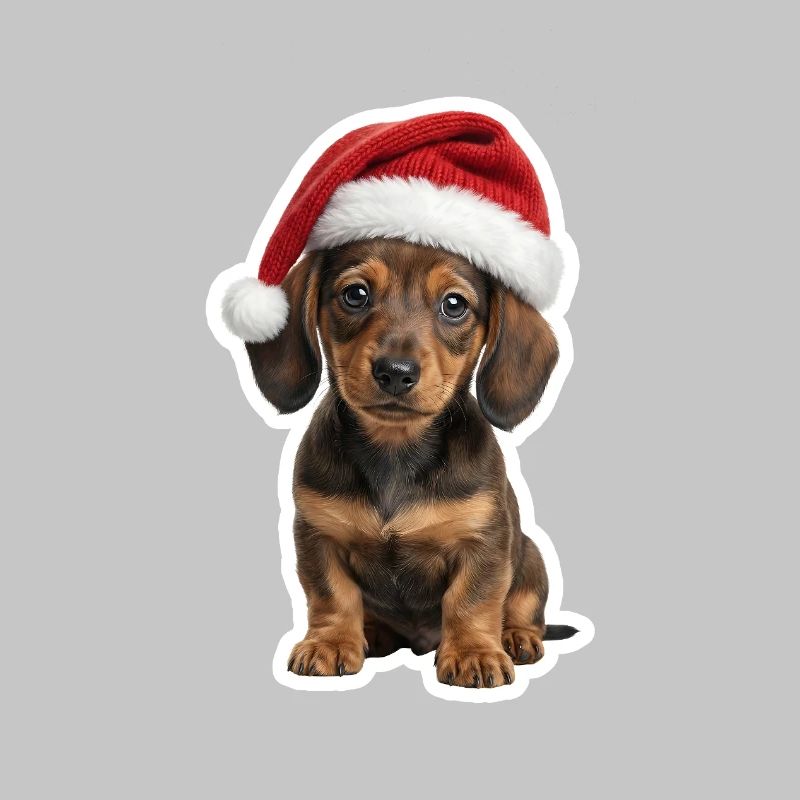 Chiot teckel fan de Chien de Noël