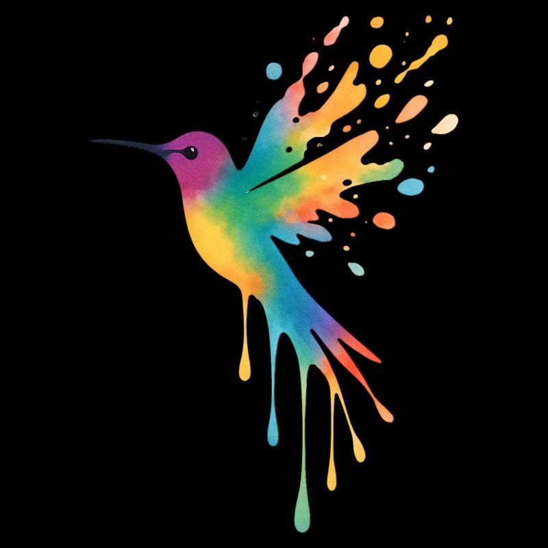 Colibri Aquarelle : Oiseau Multicolore Splash