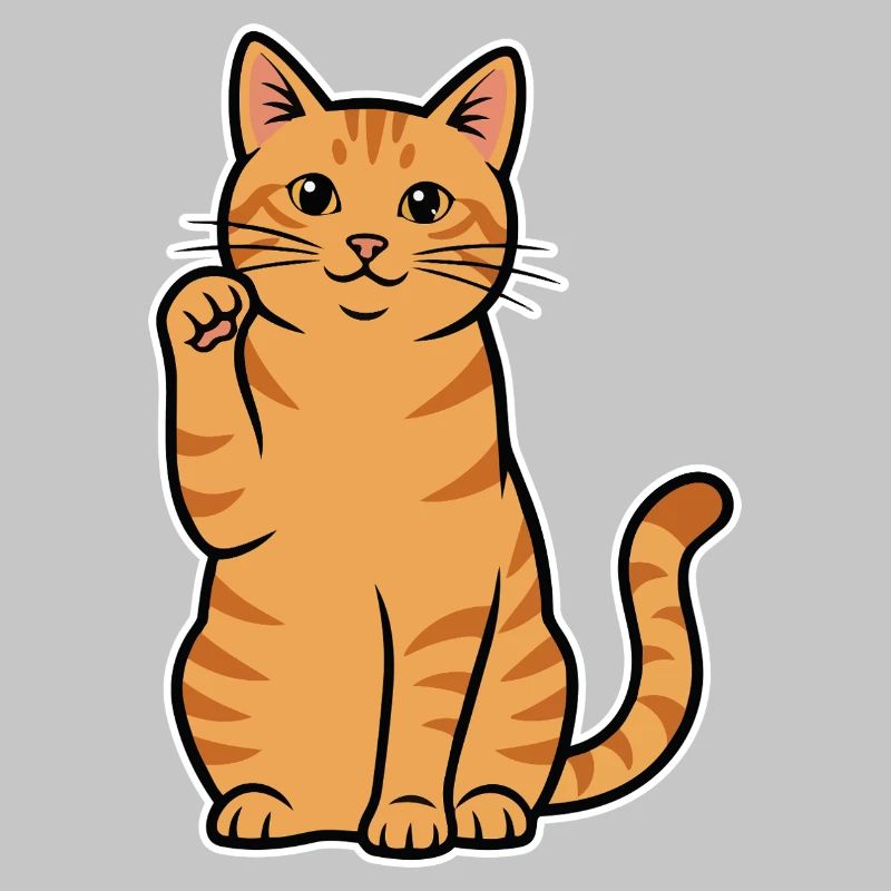 Red Cat Tabby Maneki-Neko Hi Portrait