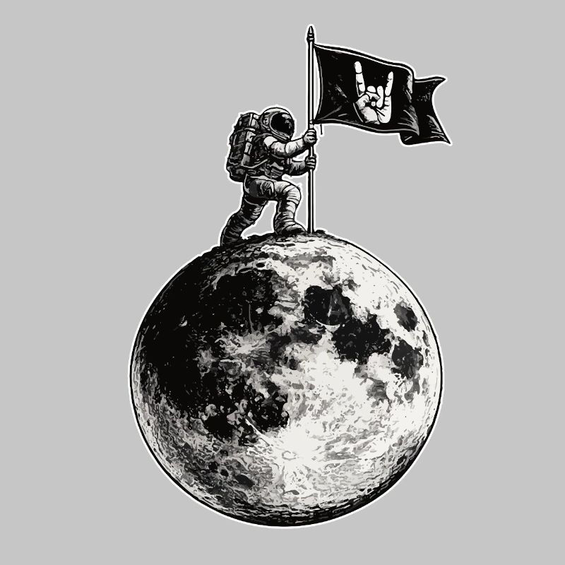 Lune avec drapeau de roche