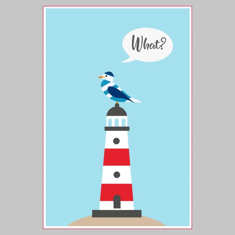 Lighthouse - Seagull - Comic - Gift