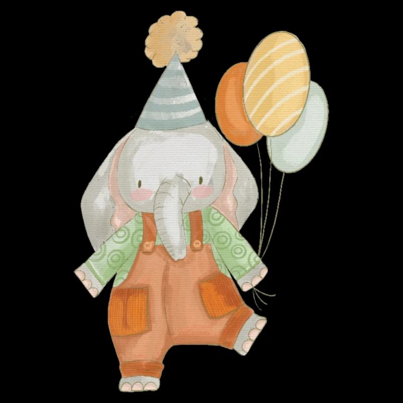 Geburtstagselefant mit Luftballons