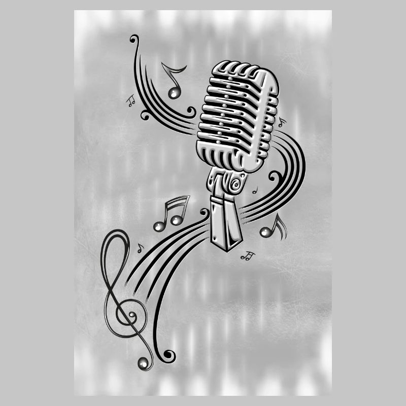 Microphone rétro avec micro en partition argent