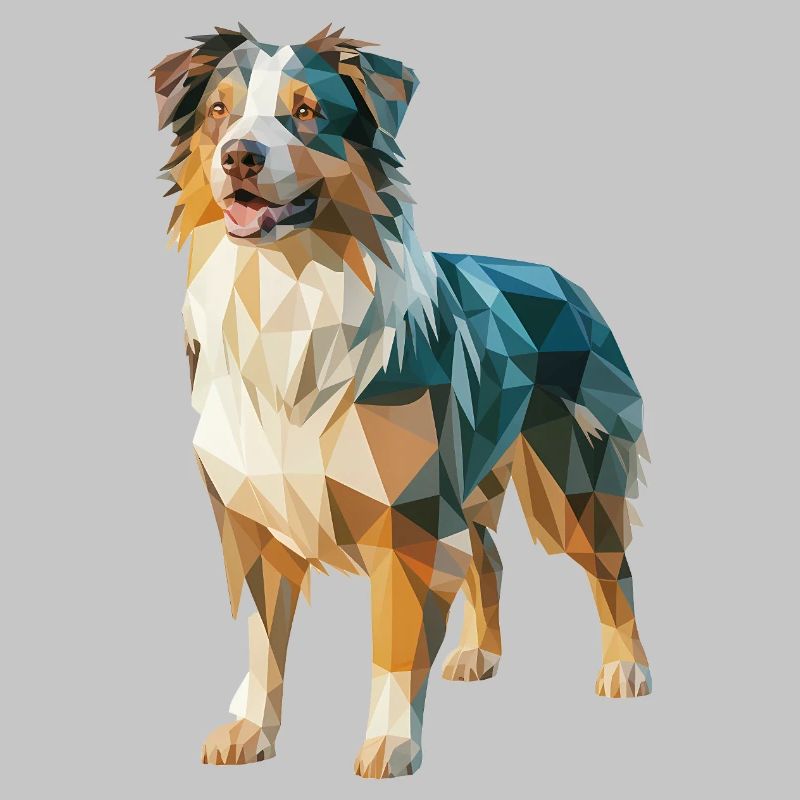 Australian Shepherd - Cool Low Poly  Logo