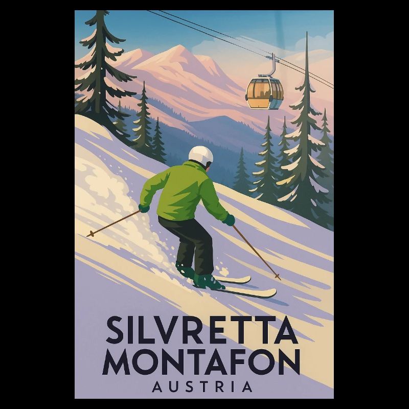 Silvretta Montafon Skifahrer Poster