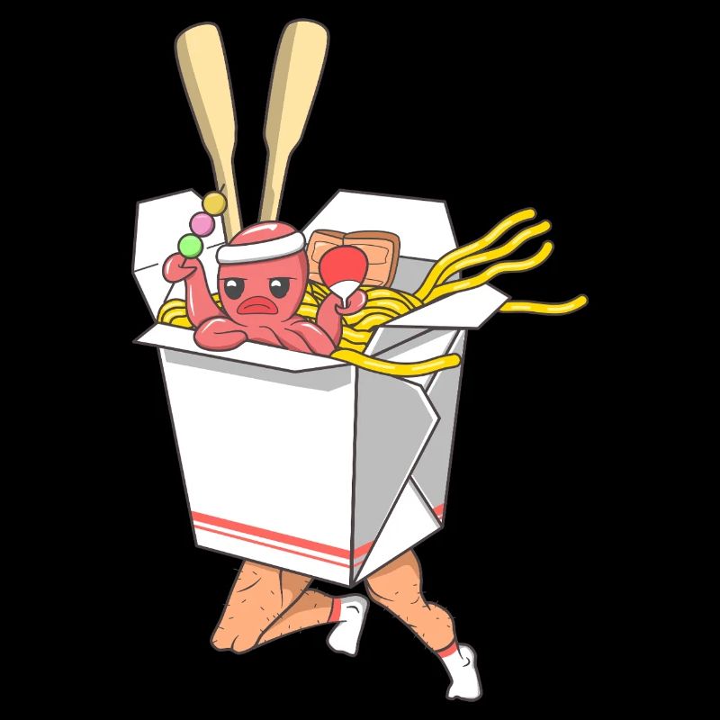 Running Noodle Fighter in Funny Takeout Box Art