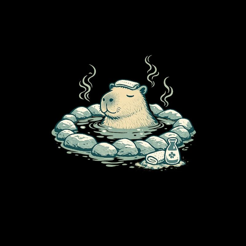 Capybara dans le bain de source