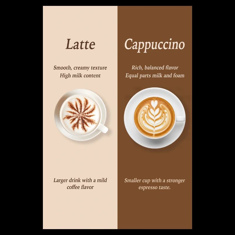 Latte vs Cappuccino Coffee Poster