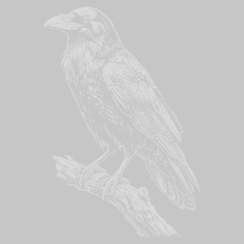 Raven Sitting on Branch