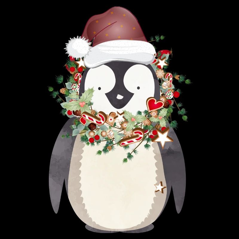 pingouin mignon avec une couronne pour Noël