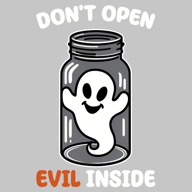 Don't open it – evil in it! Funny ghost design
