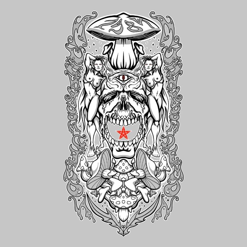Portail de crâne psychédélique – Vision de champignon occulte
