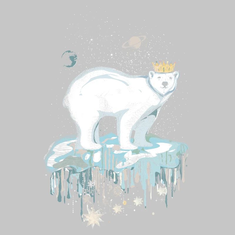 Majestätischer Eisbär mit Krone auf Eisscholle