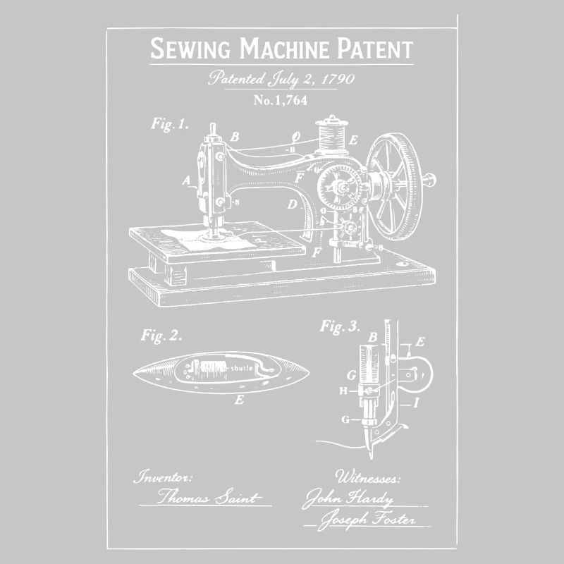 Brevet de plan de machine à coudre vintage