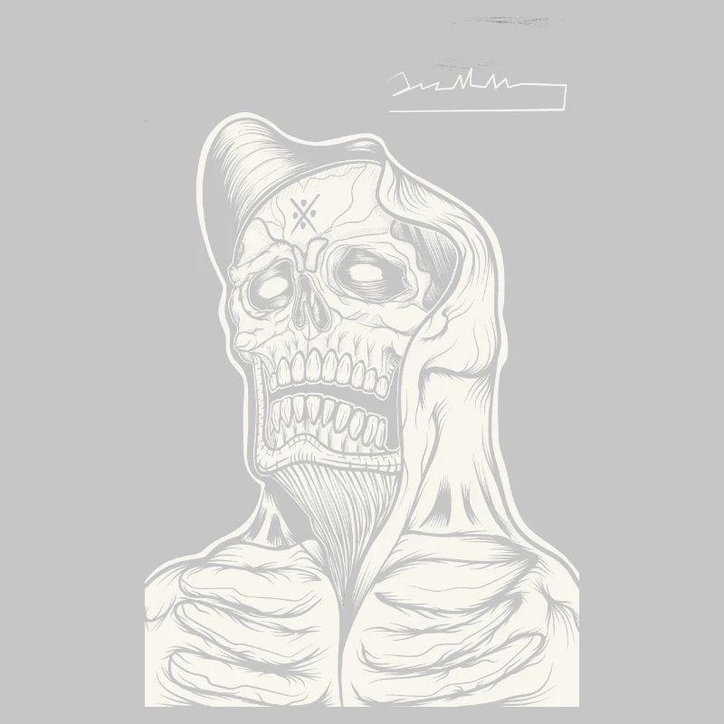 Dessin au trait du sweat à capuche tête de mort