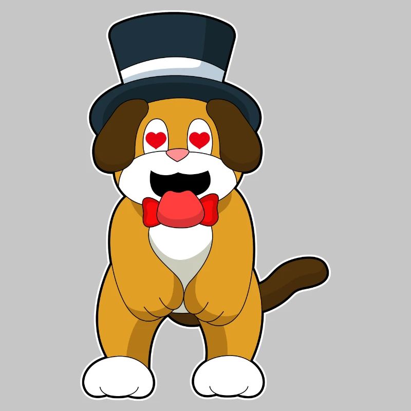 Mariage avec le marié chien avec haut-de-forme