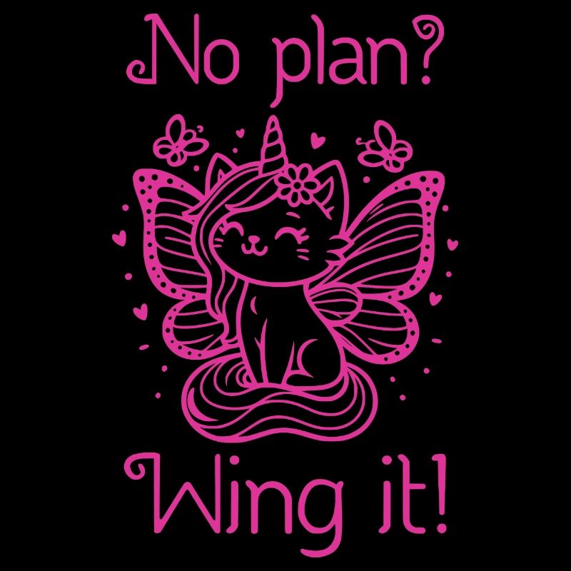 No plan wing it Winged Unicorn Cat