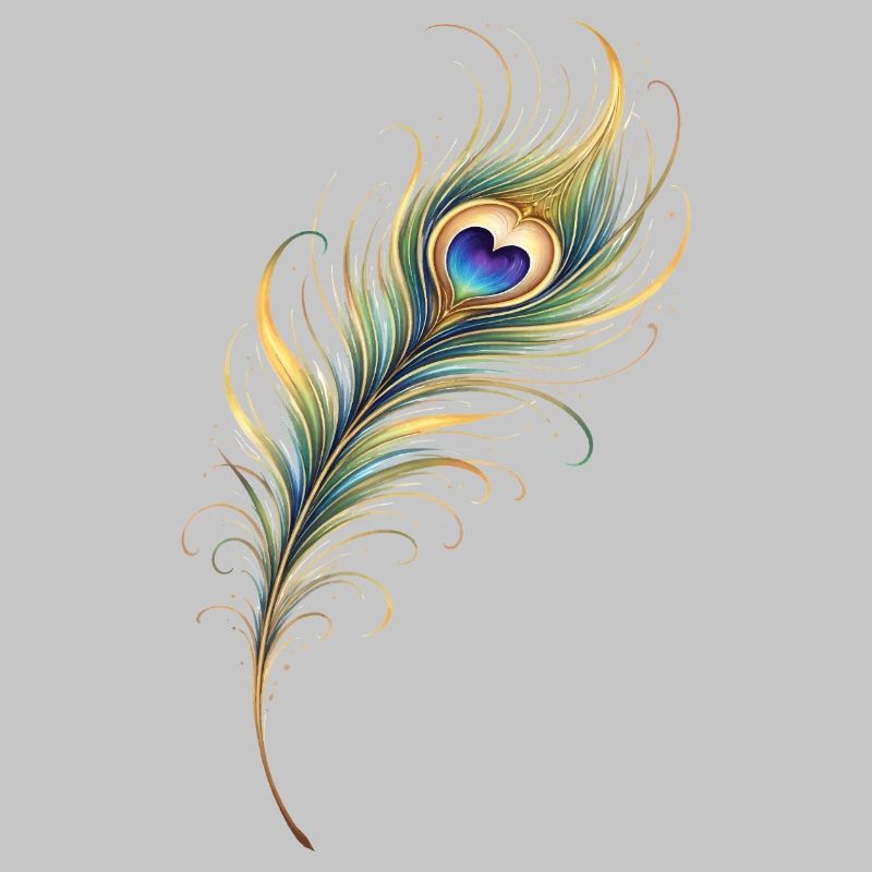 Peacock Feather Heart Boho Yoga Gift
