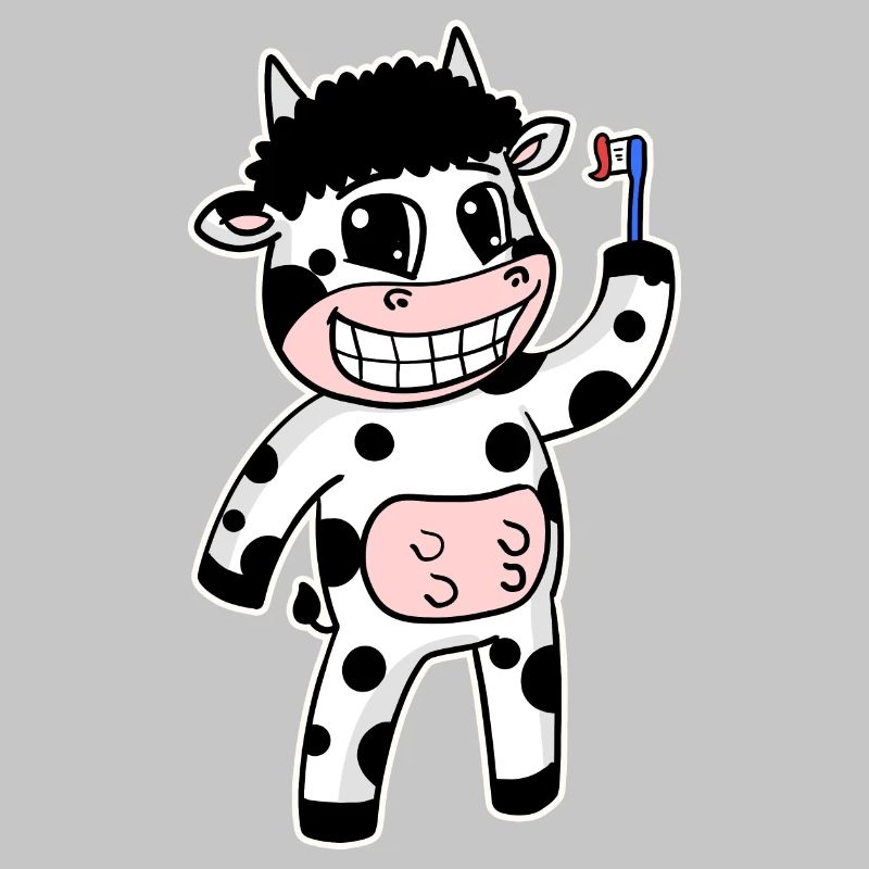 Vache avec brosse à dents