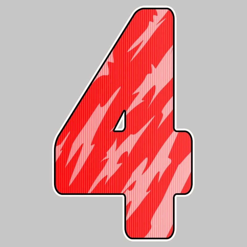 4 - Four Number Number Pattern Red