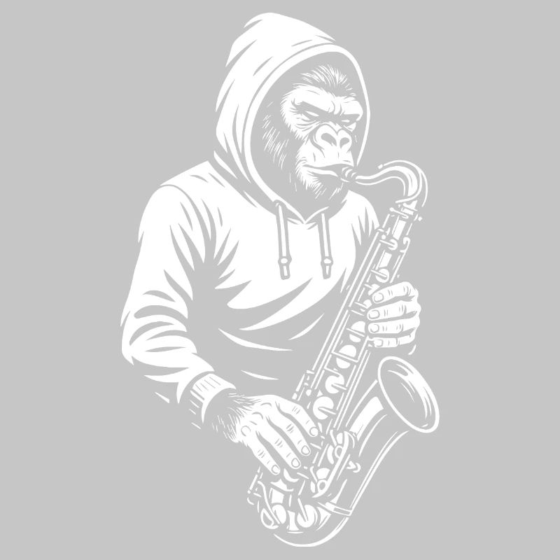 Affe im Kapuzenpullover Saxophon Design