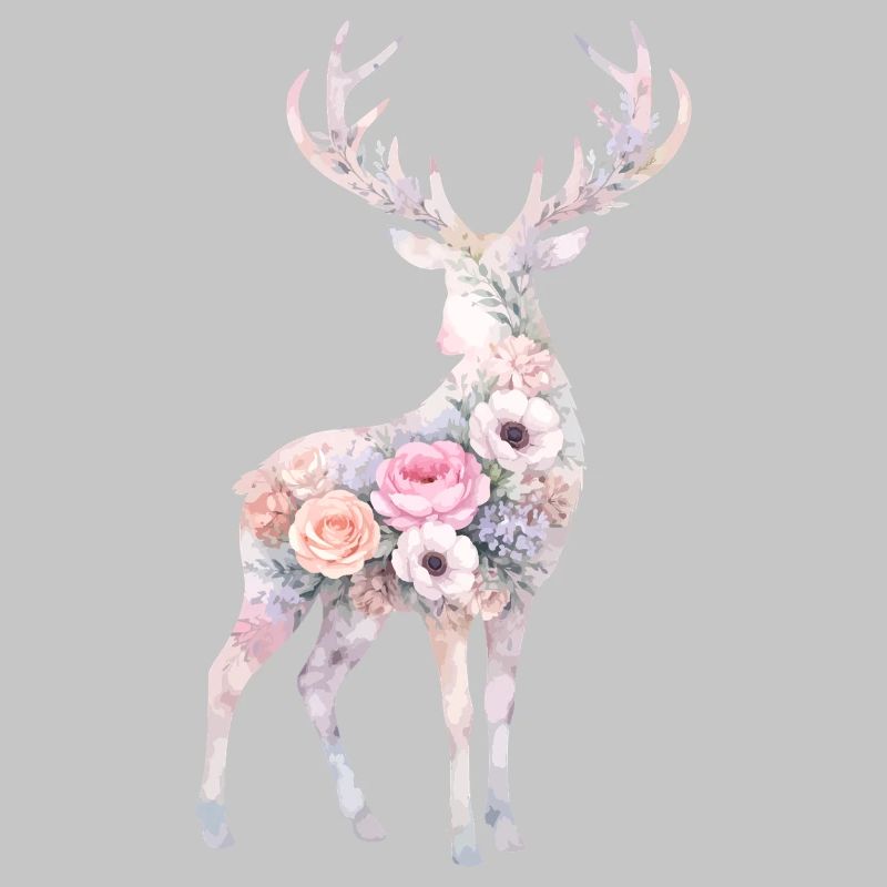 Fleurs en forme d’aquarelle de cerf