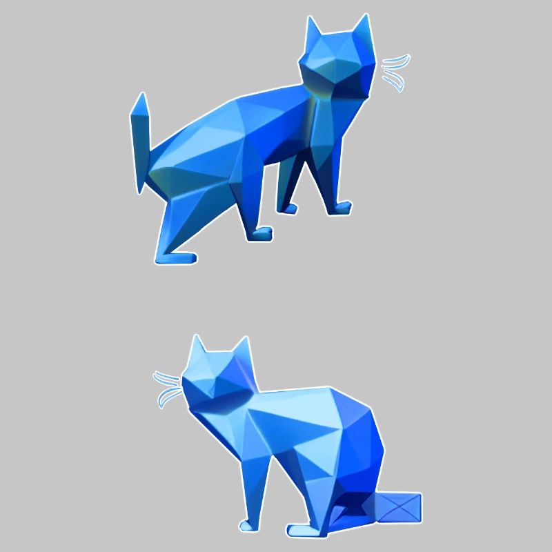 Duo Chat Polygone Bleu