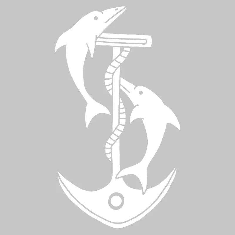 Ancre et dauphins (blanc)