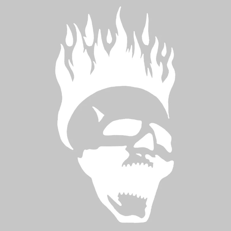 Flaming screaming skull (white)