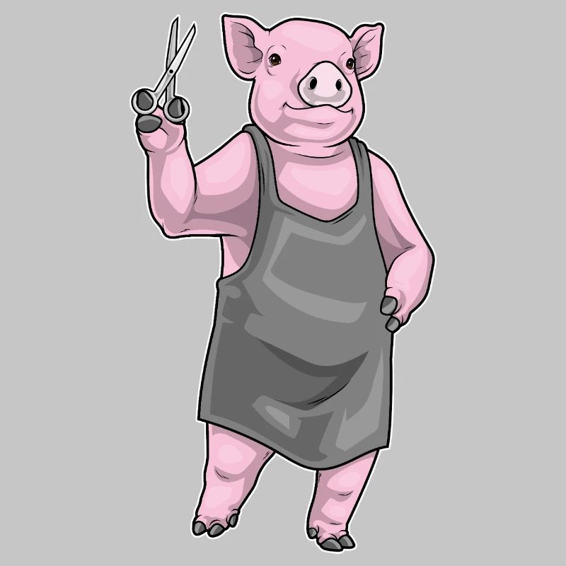 Ciseaux de coiffeur en forme de cochon